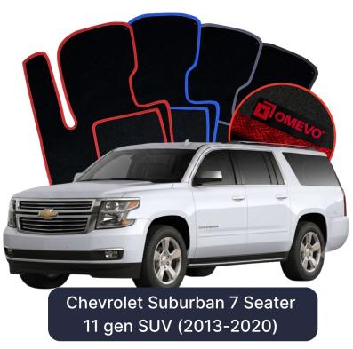Velours-Autofußmatten OMEVO für Chevrolet Suburban 7-Sitzer 11 gen SUV (2013-2020)