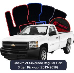OMEVO Velours-Autofußmatten für Chevrolet Silverado Regular Cab 3 gen Pick-up (2013-2019)