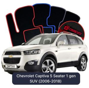 OMEVO Velours-Autofußmatten für Chevrolet Captiva 5-Sitzer 1 gen SUV (2006-2018)