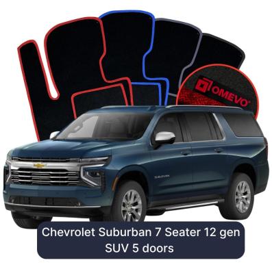 Velours-Autofußmatten OMEVO für Chevrolet Suburban 7-Sitzer 12 gen SUV 5-Türer (2020-2025)