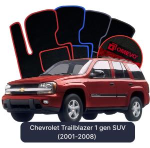 OMEVO Velours-Autofußmatten für Chevrolet Trailblazer 1 gen SUV (2001-2008)
