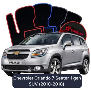 OMEVO Velours-Autofußmatten für Chevrolet Orlando 7-Sitzer 1 gen SUV (2010-2018)