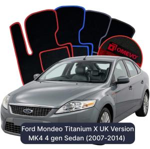 OMEVO Velours-Autofußmatten für Ford Mondeo Titanium X Englische Ausführung MK4 4 gen Limousine (2007-2014)