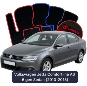 OMEVO Velours-Autofußmatten für Volkswagen Jetta Comfortline A6 6 gen Limousine (2010-2018)