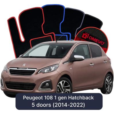 Velours-Autofußmatten OMEVO für Peugeot 108 1 gen Kompakt 5 Türer (2014-2022)