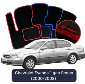 OMEVO Velours-Autofußmatten für Chevrolet Evanda 1 gen Limousine (2000-2008)