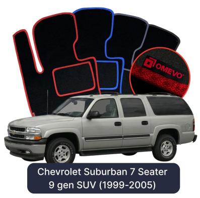 Velours-Autofußmatten OMEVO für Chevrolet Suburban 7-Sitzer 9 gen SUV (1999-2005)
