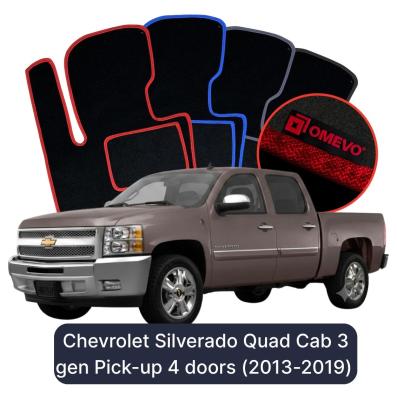 Velours-Autofußmatten OMEVO für Chevrolet Silverado Quad Cab 3. Generation Pick-up 4 Türen (2013-2019)
