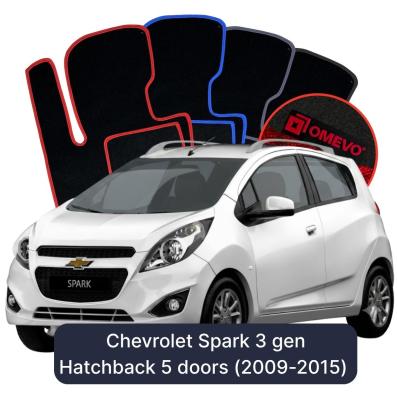Velours-Autofußmatten OMEVO für Chevrolet Spark 3 gen Kompakt 5 Türer (2009-2015)