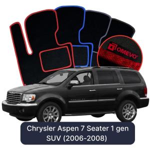 OMEVO Velours-Autofußmatten für Chrysler Aspen 7-Sitzer 1 gen SUV (2006-2008)