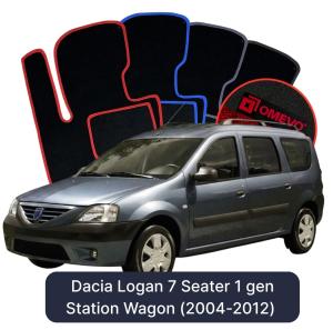 OMEVO Velours-Autofußmatten für Dacia Logan 7-Sitzer 1 gen Kombi (2004-2012)