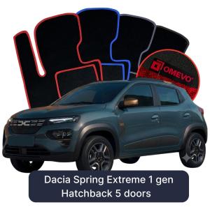 OMEVO Velours-Autofußmatten für Dacia Spring Extreme 1 gen Hatchback  5-türiger (2021-2025)