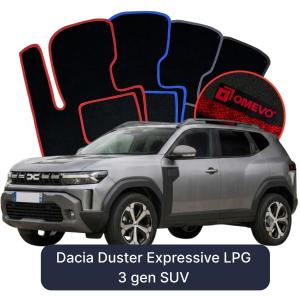 OMEVO Velours-Autofußmatten für Dacia Duster Expressive LPG  3 gen SUV (2024-2025)