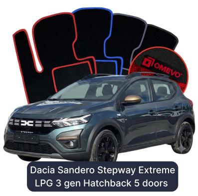 Velours-Autofußmatten OMEVO für Dacia Sandero Stepway Extreme LPG 3 gen Hatchback 5 Türen (2020-2026)