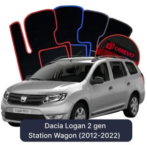OMEVO Velours-Autofußmatten für Dacia Logan 2 gen Kombi (2012-2022)
