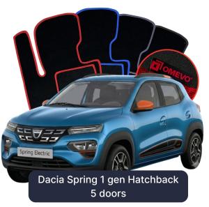 OMEVO Velours-Autofußmatten für Dacia Spring 1 gen Kompakt 5 Türer (2021-2025)