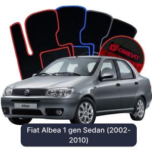 OMEVO Velours-Autofußmatten für Fiat Albea 1 gen Limousine (2002-2010)