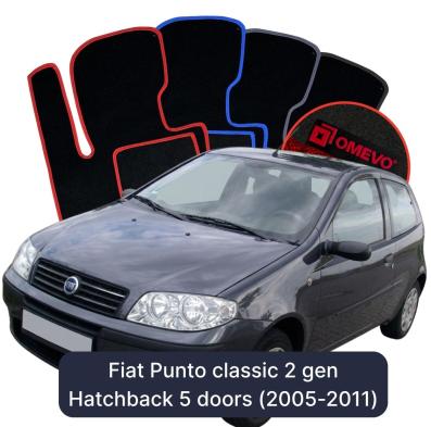 Velours-Autofußmatten OMEVO für Fiat Punto Classic 2 gen Kompakt 5 Türer (2005-2011)