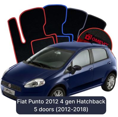 Velours-Autofußmatten OMEVO für Fiat Punto 2012 4 gen Hatchback 5-türiger (2012-2018)