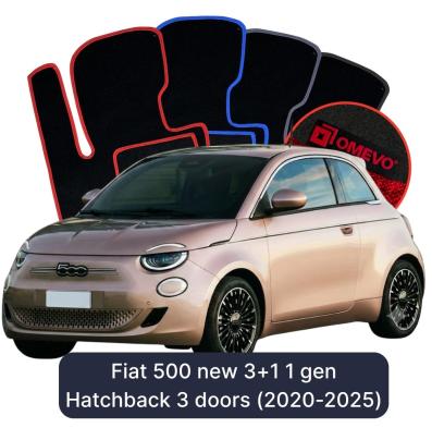 Velours-Autofußmatten OMEVO für Fiat 500 new 3+1 1 gen Kompakt 3 Türer (2020-2025)