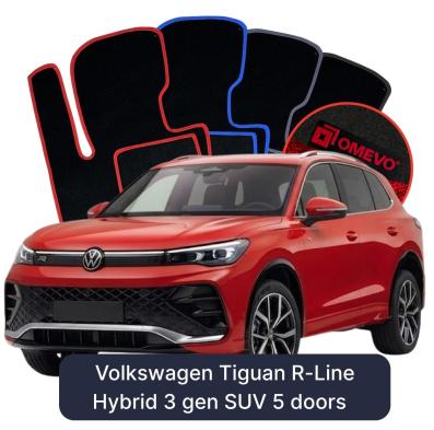 Velours-Autofußmatten OMEVO für Volkswagen Tiguan R-Line Hybrid 3 gen SUV 5 Türer (2023-2026)