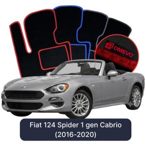 OMEVO Velours-Autofußmatten für Fiat 124 Spider 1 gen Cabrio (2016-2020)