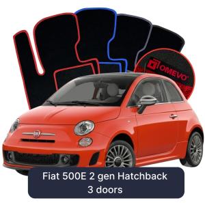 OMEVO Velours-Autofußmatten für Fiat 500E 2 gen Kompakt 3 Türer (2020-2025)