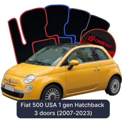 Velours-Autofußmatten OMEVO für Fiat 500 USA 1 gen Kompakt 3 Türer (2007-2023)