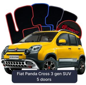 OMEVO Velours-Autofußmatten für Fiat Panda Cross 3 gen SUV 5 Türer (2012-2025)