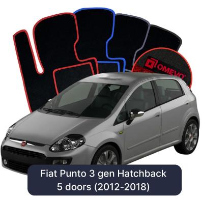 Velours-Autofußmatten OMEVO für Fiat Punto 3 Gen Hatchback 5 Türen (2012-2018)