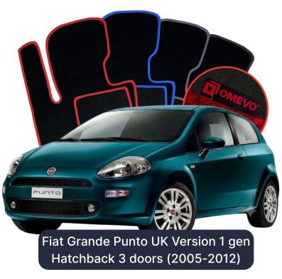 Velours-Autofußmatten OMEVO für Fiat Grande Punto 1 gen Kompakt 3 Türer Englische Version (2005-2012)