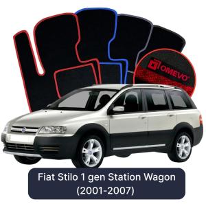 OMEVO Velours-Autofußmatten für Fiat Stilo 1 gen Kombi (2001-2007)