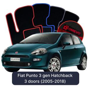 OMEVO Velours-Autofußmatten für Fiat Punto 3 gen Kompakt 3 Türer (2005-2018)