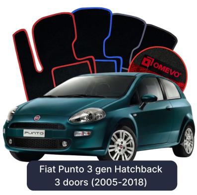 Velours-Autofußmatten OMEVO für Fiat Punto 3 gen Kompakt 3 Türer (2005-2018)