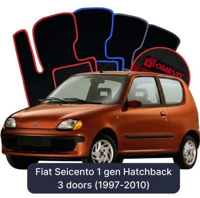 Velours-Autofußmatten OMEVO für Fiat Seicento 1 gen Kompakt 3 Türer (1997-2010)