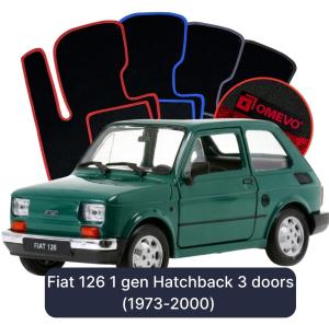OMEVO Velours-Autofußmatten für Fiat 126 1 gen Kompakt 3 Türer (1973-2000)