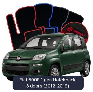 OMEVO Velours-Autofußmatten für Fiat 500E 1 gen Kompakt 3 Türer (2012-2019)