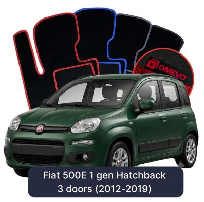 Velours-Autofußmatten OMEVO für Fiat 500E 1 gen Kompakt 3 Türer (2012-2019)