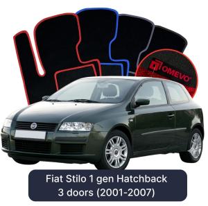 OMEVO Velours-Autofußmatten für Fiat Stilo 1 gen Kompakt 3 Türer (2001-2007)