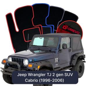 OMEVO Velours-Autofußmatten für Jeep Wrangler TJ 2 gen SUV Cabrio (1996-2006)