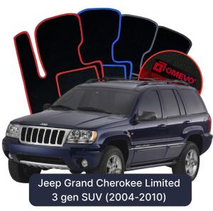 OMEVO Velours-Autofußmatten für Jeep Grand Cherokee Limited 3 gen SUV (2004-2010)