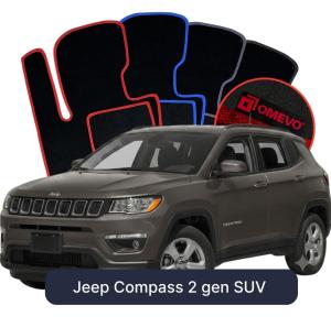 OMEVO Velours-Autofußmatten für Jeep Compass 2 gen SUV (2016-2026)