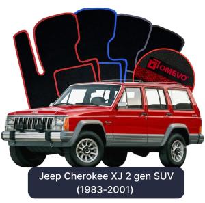 OMEVO Velours-Autofußmatten für Jeep Cherokee XJ 2 gen SUV (1983-2001)