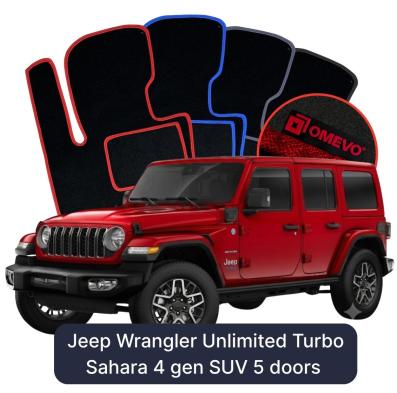 Velours-Autofußmatten OMEVO für Jeep Wrangler Unlimited Turbo Sahara 4 gen SUV 5 Türer (2020-2025)