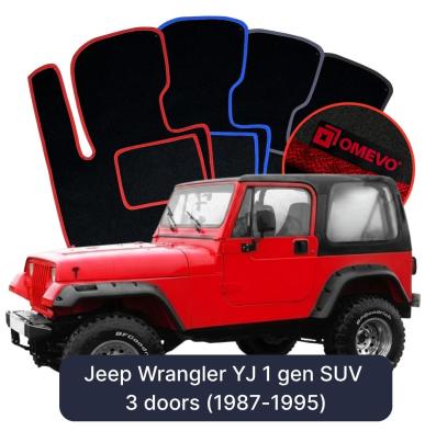 Velours-Autofußmatten OMEVO für Jeep Wrangler YJ 1 gen SUV 3 Türer (1987-1995)