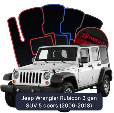 Velours-Autofußmatten OMEVO für Jeep Wrangler Rubicon 3 gen SUV 5 Türer (2006-2018)