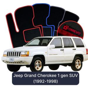OMEVO Velours-Autofußmatten für Jeep Grand Cherokee 1 gen SUV (1992-1998)