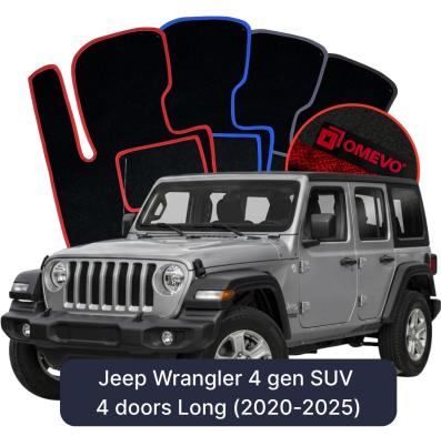 Velours-Autofußmatten OMEVO für Jeep Wrangler 4 gen SUV 4 Türen Langversion (2020-2025)