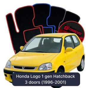 OMEVO Velours-Autofußmatten für Honda Logo 1 gen Kompakt 3 Türer (1996-2001)