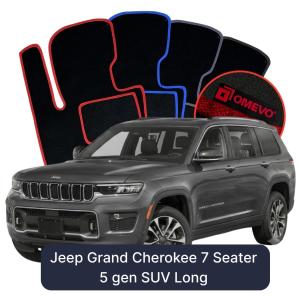 OMEVO Velours-Autofußmatten für Jeep Grand Cherokee 7-Sitzer Langversion 5 gen SUV (2021-2025)